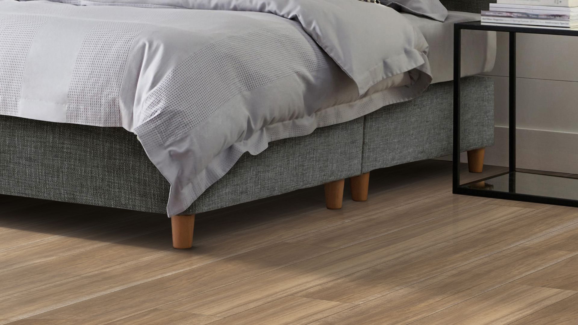 luxury vinyl plank flooring in a bedroom